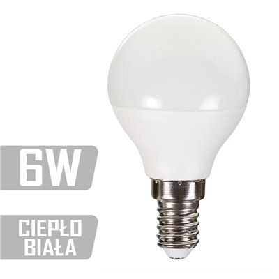 Żarówka LED-GL-6W-E14-WW (CB) 480lm 6W  40W kulka