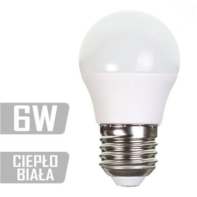 Żarówka LED-GL-6W-E27-WW (CB) 480lm 6W  40W kulka