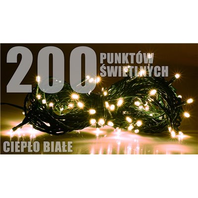 Lampki choinkowe zewnętrzne 200 szt. LED ciepło białe LZ-ECO-LED-200 CB