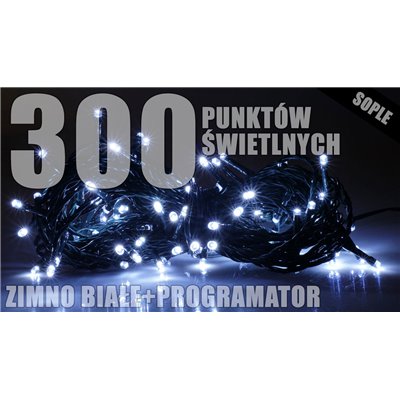 Lampki zewnętrzne sople LZS-ECO-LED-300 zimne
