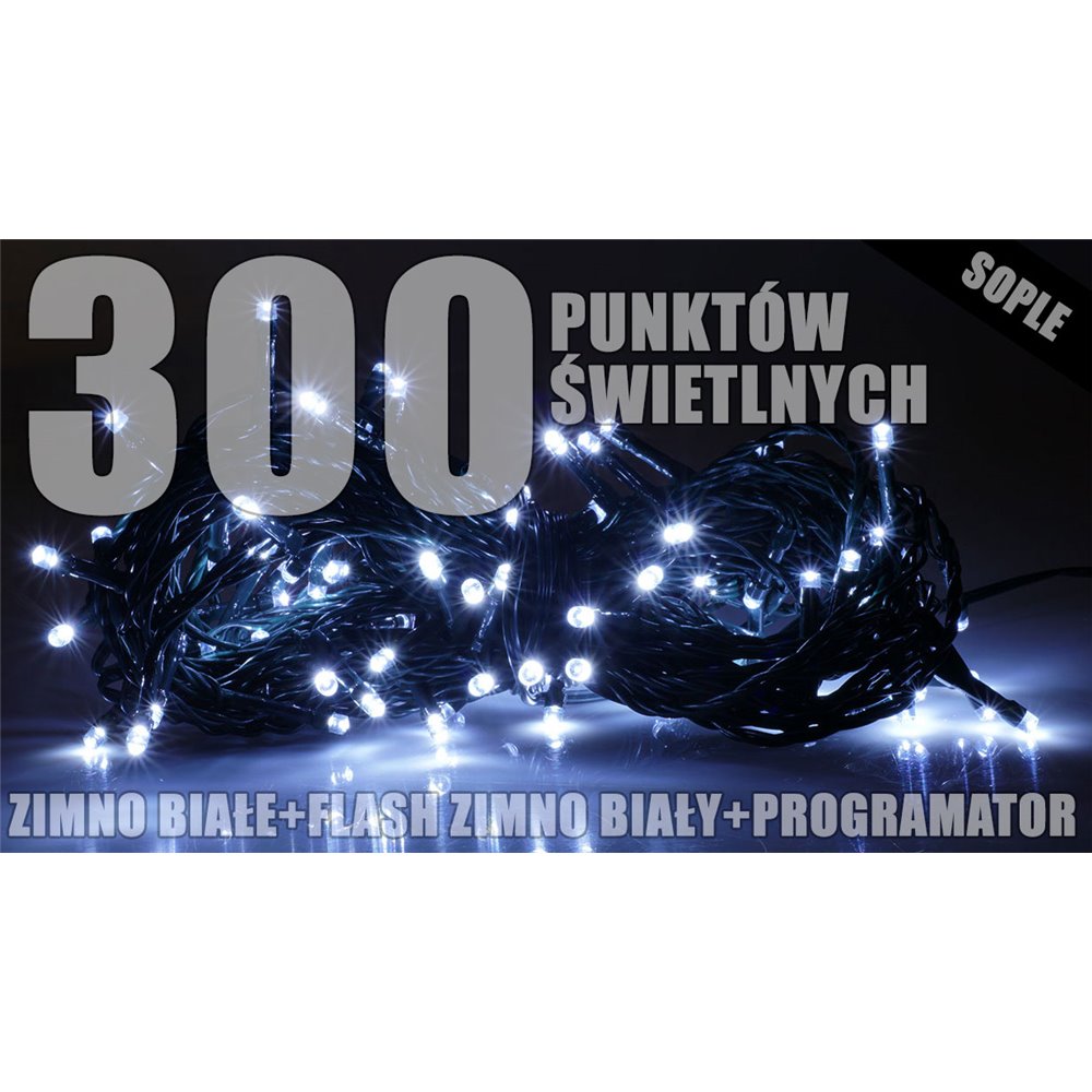 Lampki zewnętrzne sople LZS-ECO-LED-FLASH-300 z flashem zimne