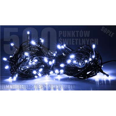 Lampki zewnętrzne sople LZS-ECO-LED-FLASH-500 zimne