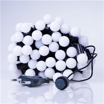 Lampki choinkowe LED wewnętrzna kulki mleczne 100 sztuk LW-LED-SBALL-100G kuleczki z dodatkowym gniazdem zimne