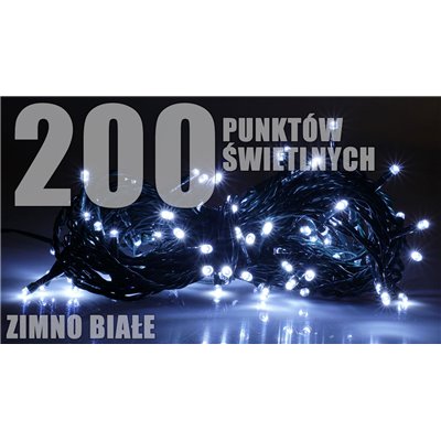 Lampki zewnętrzne 200 sznur LZ-ECO-LED-200 zimne