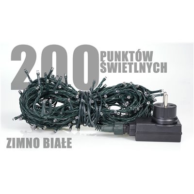 Lampki zewnętrzne 200 sznur LZ-ECO-LED-200 zimne