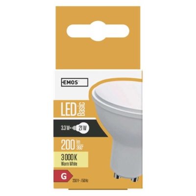 Żarówka LED Basic MR16 / GU10 / 3,3 W (21 W) / 200 lm / ciepła biel