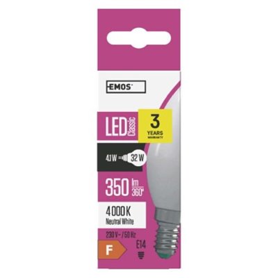 Żarówka LED Classic świeczka / E14 / 4,1 W (32 W) / 350 lm / neutralna biel