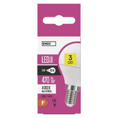 Żarówka LED Classic Mini Globe / E14 / 5 W (40 W) / 470 lm / neutralna biel