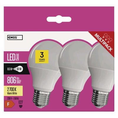 Żarówka LED Classic A60 / E27 / 8,5 W (60 W) / 806 lm / ciepła biel