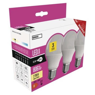 Żarówka LED Classic A60 / E27 / 8,5 W (60 W) / 806 lm / ciepła biel