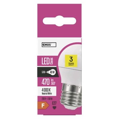 Żarówka LED Classic Mini Globe / E27 / 5 W (40 W) / 470 lm / neutralna biel