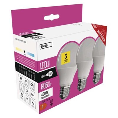 Żarówka LED Classic A60 / E27 / 8,5 W (60 W) / 806 lm / neutralna biel