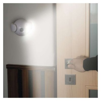 Lampka nocna 3W COB LED 3× AA, 90lm, czujnik PIR,  biała