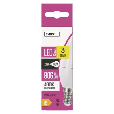 Żarówka LED Classic świeczka / E14 / 7,3 W (60 W) / 806 lm / neutralna biel