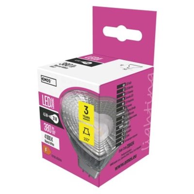 Żarówka LED Classic MR16 / GU5,3 / 4,5 W (31 W) / 380 lm / neutralna biel