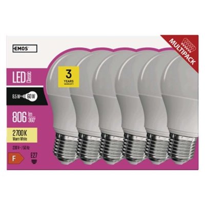 Żarówka LED Classic A60 / E27 / 8,5 W (60 W) / 806 lm / ciepła biel