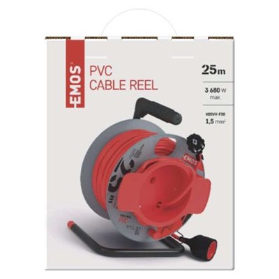 Przedłużacz bębnowy 25 m / 1 gniazdo / czerwony / PVC / 230 V / 1,5 mm2