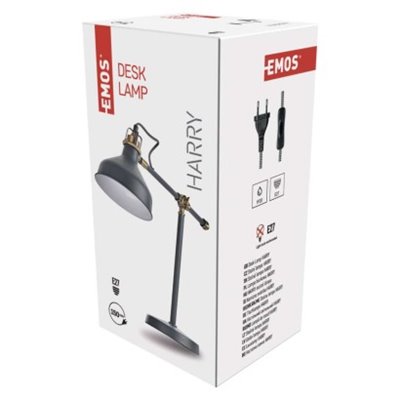 Lampa biurkowa E27 HARRY 56 cm ciemno szary