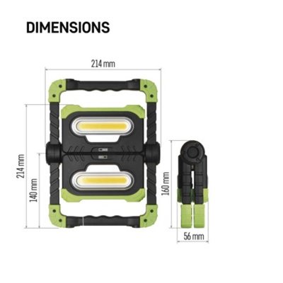 Naświetlacz LED 2x COB, 2000 lm powerbank 8000 mAh ładowalny