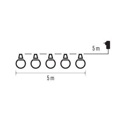 Łańcuch Party 10x 5 LED, mleczne, 5m, ciepła biel, IP44