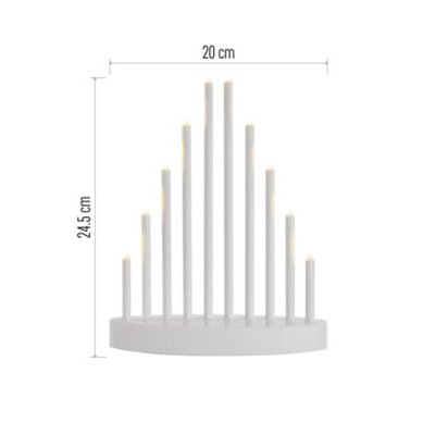 Dekoracje - świecznik biały 10 LED, 25 cm 3x AA biały ciepła biel, IP20, timer