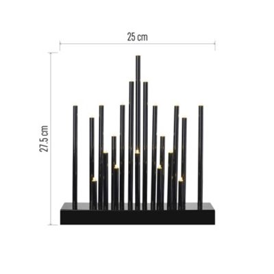 Dekoracje - świecznik czarny 20 LED, 27 cm 3x AA ciepła biel, IP20, timer