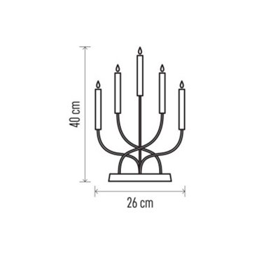 Dekoracje - świecznik biały 5 LED, 40 cm 2x AA metal ciepła biel, IP20, timer