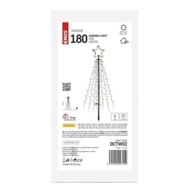 Dekoracja ogrodowa - 180 LED choinka 180 cm, ciepła biel, IP44, timer