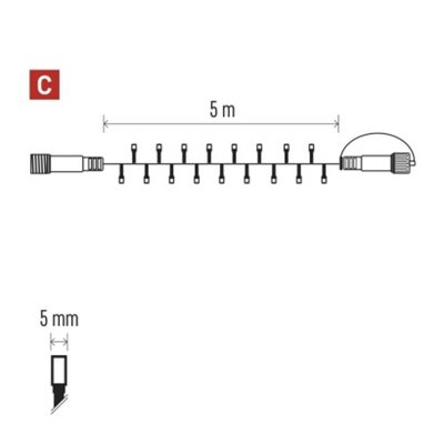 Oświetlenie łączone Standard - łańcuch 50 LED 5m ciepła biel, IP44