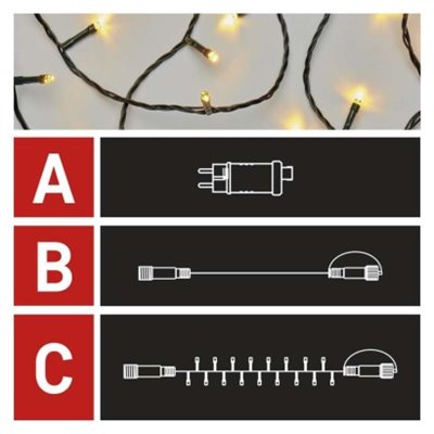 Oświetlenie łączone Standard - zestaw zasilacz + 100LED 10m ciepła biel, IP44, timer