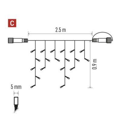 Oświetlenie łączone Standard- sople 100 LED 2,5 m ciepła biel, IP44