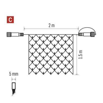 Oświetlenie łączone Standard- siatka 160 LED 1,5x2 m ciepła biel, IP44