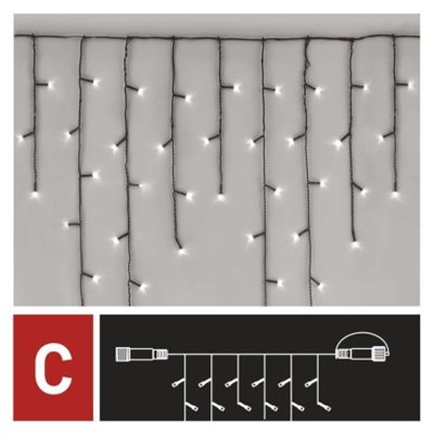 Oświetlenie łączone Standard - sople 100 LED 2,5 m zimna biel, IP44