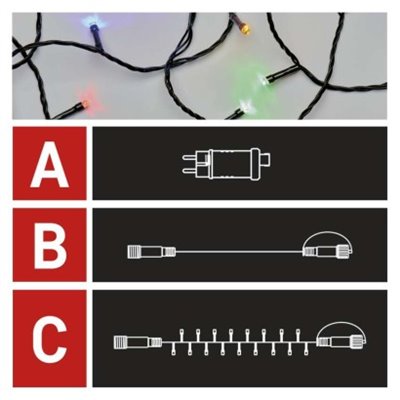 Oświetlenie łączone Standard - zestaw zasilacz + 100LED 10m multikolor, IP44, timer