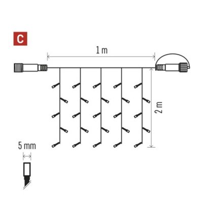 Oświetlenie łączone Standard - kurtyna 100 LED 1x2 m zimna biel, IP44