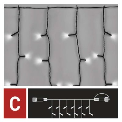 Oświetlenie łączone Standard - kurtyna 100 LED 1x2 m zimna biel, IP44