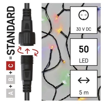 Oświetlenie łączone Standard - łańcuch 50 LED 5m multikolor, IP44