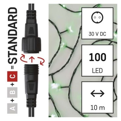 Oświetlenie łączone Standard - łańcuch 100 LED 10m zielony, IP44