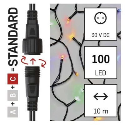 Oświetlenie łączone Standard - łańcuch 100 LED 10m multikolor, IP44