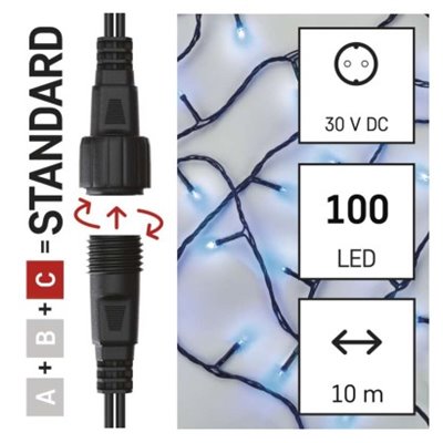 Oświetlenie łączone Standard - łańcuch 100 LED 10m niebieski, IP44