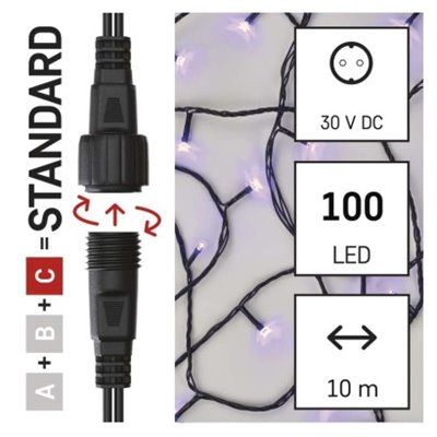 Oświetlenie łączone Standard - łańcuch 100 LED 10m fioletowy, IP44