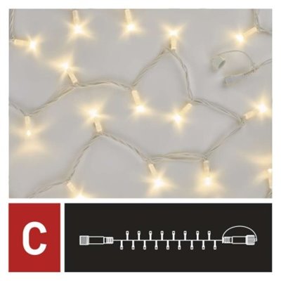 Oświetlenie łączone Profi - łańcuch 50 LED 5m ciepła biel, biały przewód, IP44