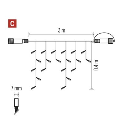 Oświetlenie łączone Profi - sople 50 LED 3m zimna biel, biały przewód, IP44