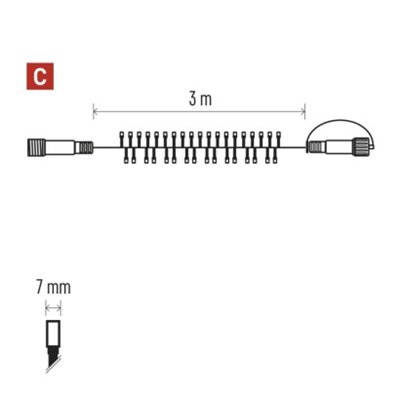 Oświetlenie łączone Profi - łańcuch jeżyk 150 LED 3m, zimna biel, czarny, IP44