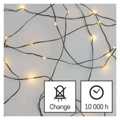 Dekoracje- 150LED nano łezki 15m ciepła biel, zielony przewód, IP44 timer