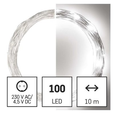 Dekoracje- 100LED nano łezki 10m zimna biel, srebrny przewód, IP44 timer