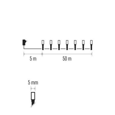 Lampki choinkowe Classic 500 LED 50m ciepła biel, zielony przewód, IP44, timer