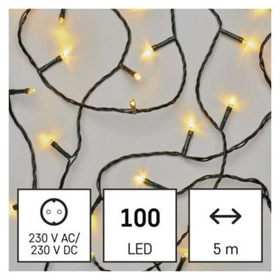 Lampki choinkowe Classic 100 LED 5m ciepła biel, zielony przewód, IP20