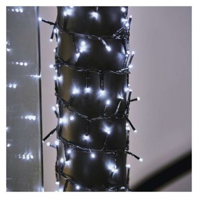 Lampki choinkowe LED Classic Cluster, jeżyk, 600LED 12m, zimna biel, czarny, IP44, timer