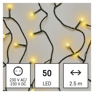 Lampki choinkowe 50 LED cherry 2,5m ciepła biel, zielony przewód, IP20